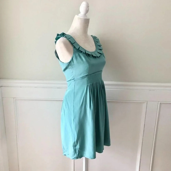 Tibi Lillian Scoop Dress Silk Aqua Blue Green 4 - Picture 4 of 7